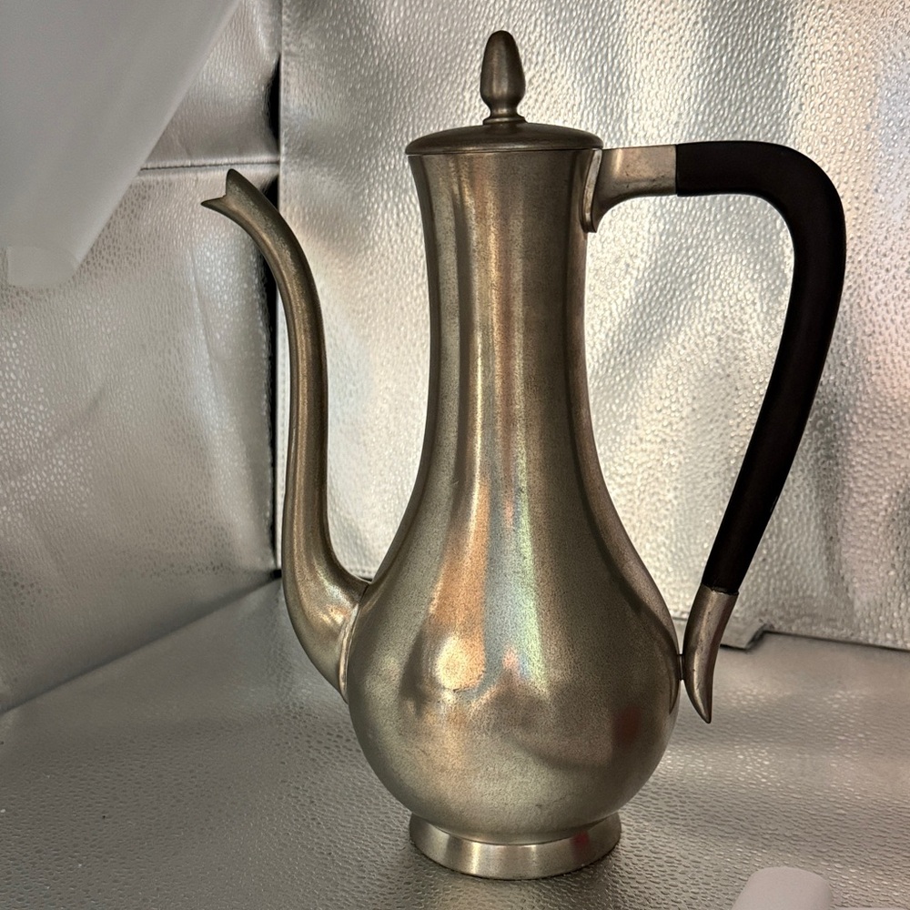 Elegant Pewter Coffee Pot with Black Handle